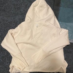 Athleta Cream Reversible Sherpa Jacket Relaxed Fit Rounded Hem